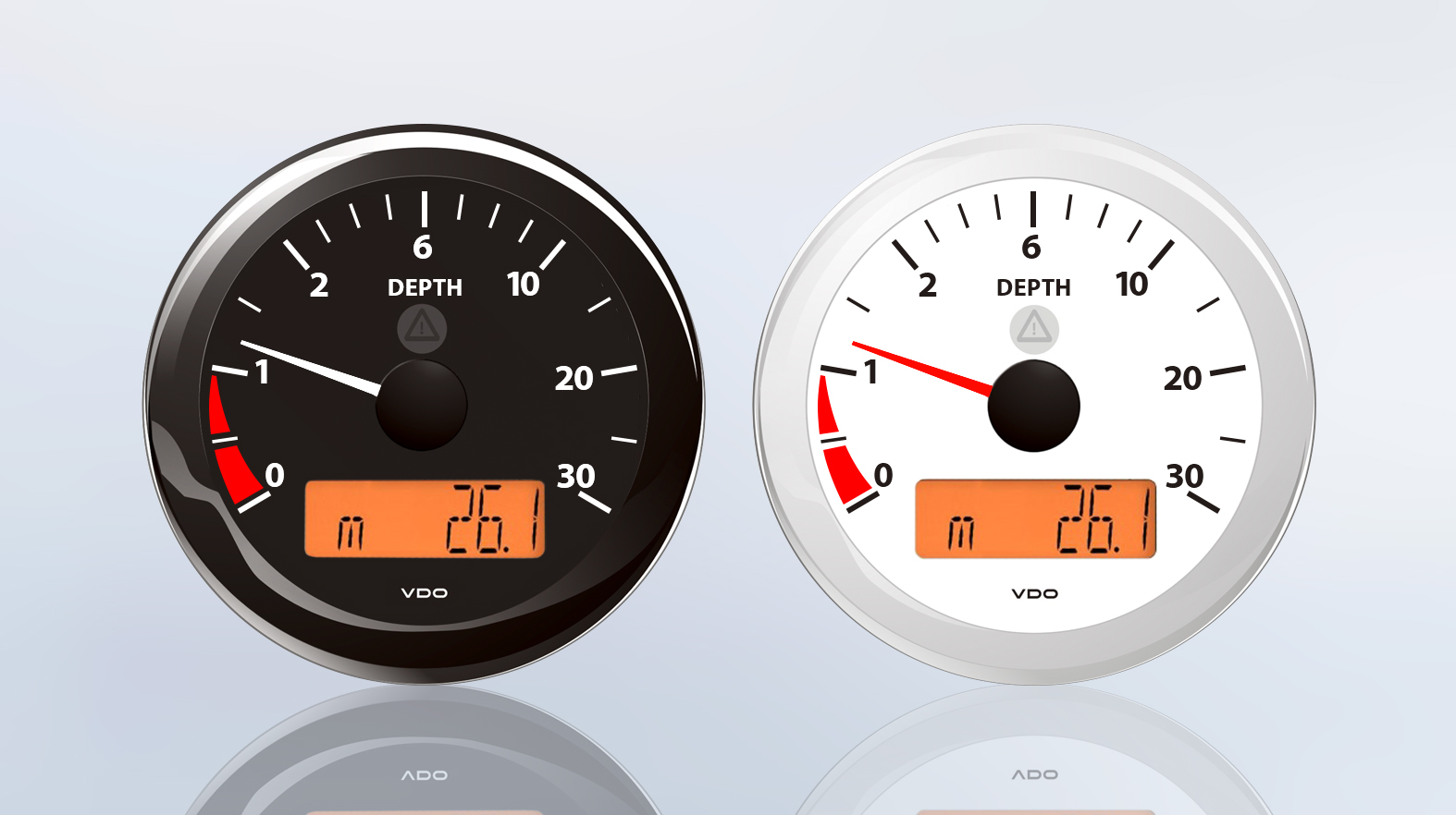The ViewLine depth indicator measures water depth. The integrated alarm ensures safe passage through shallow waters.